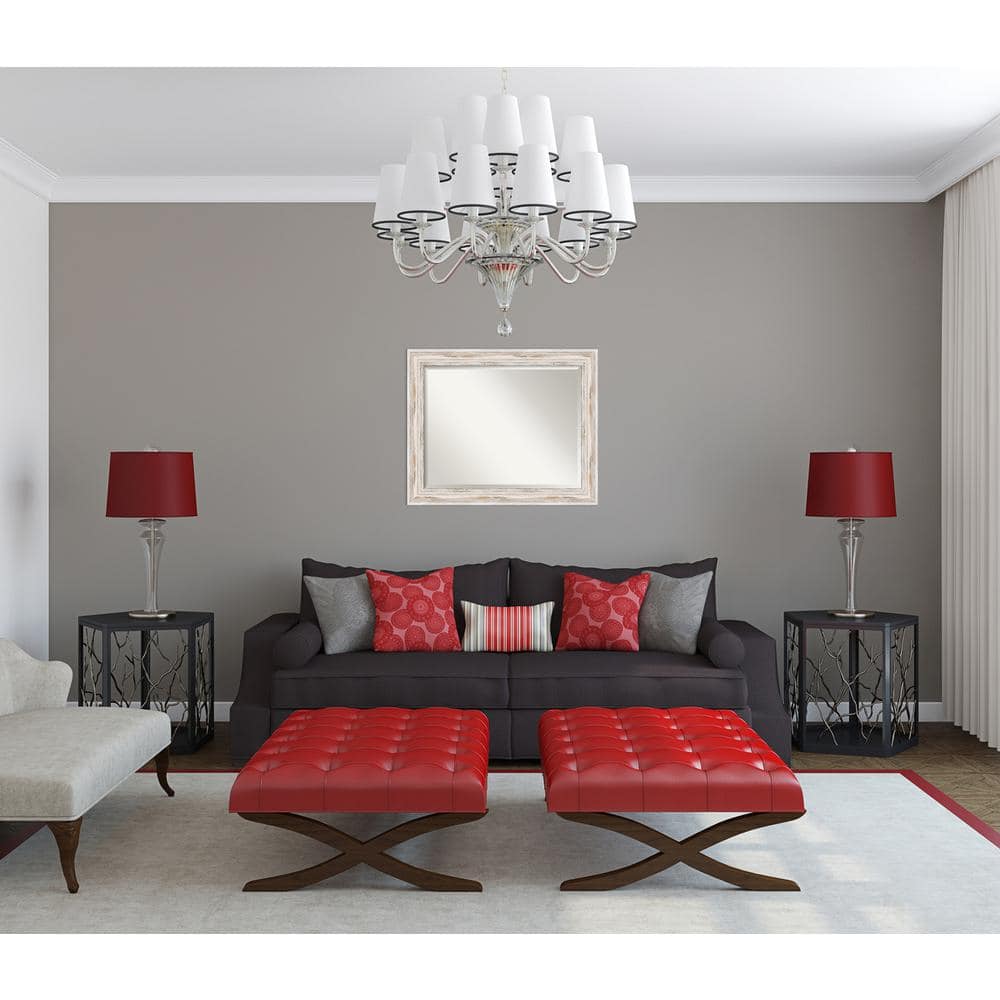Alexandria Full Length Beveled Wall Mirror with White Wash Wood Frame