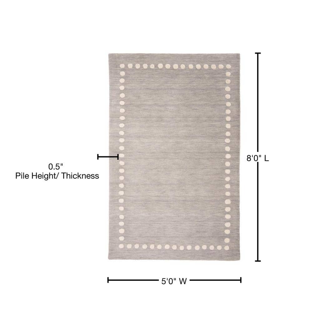 Hand-Tufted Round Wool Kids' Playroom Rug in Gray, 5' x 8'