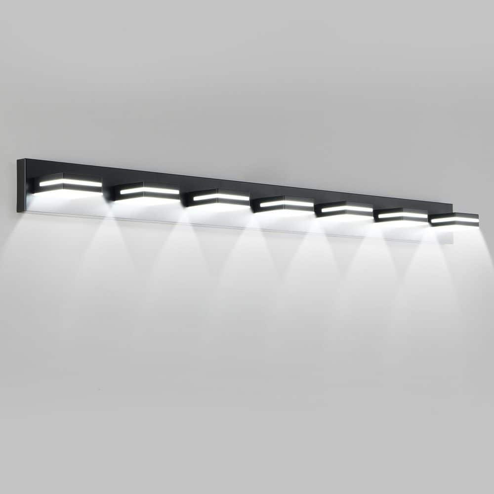 55.1 in. 7-Light Black Integrated LED Vanity Light Bar with Energy-Efficien