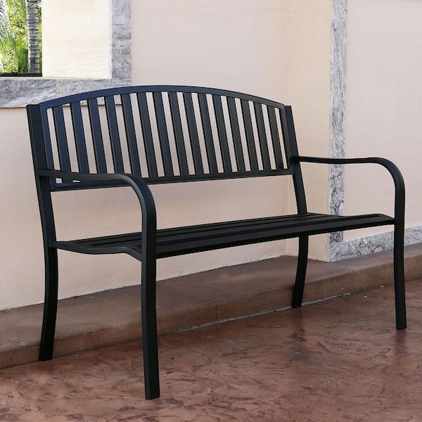 Maypex 4 ft. Steel Outdoor Patio Bench 300040 The Home Depot