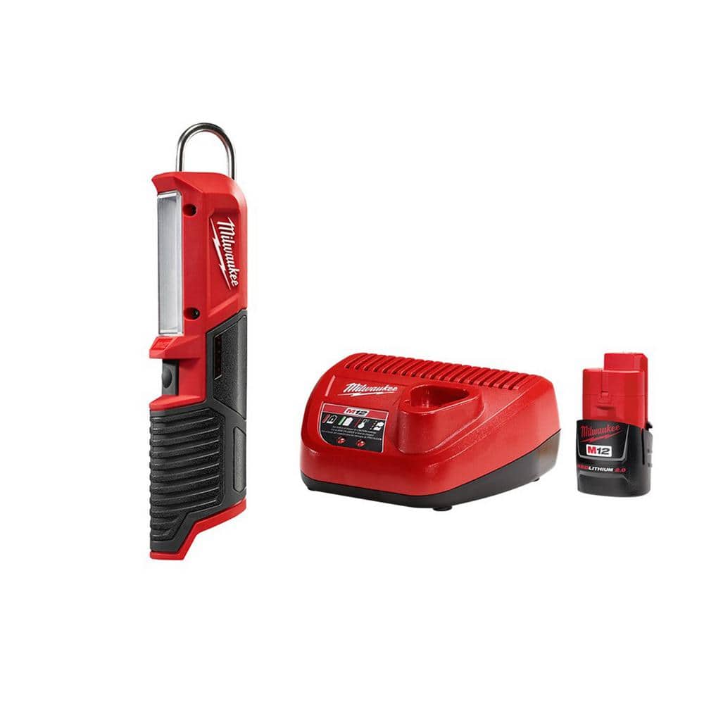 Milwaukee M12 12-Volt Lithium-Ion Cordless 220 Lumens LED Stick Light with (1) 2.0 Ah Battery and Charger, Red -  2351-20-BC