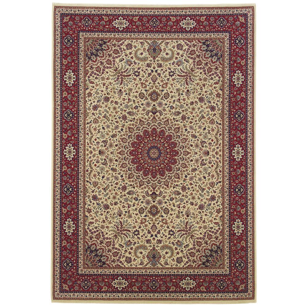 AVERLEY HOME Alyssa Ivory/Red 8 ft. x 8 ft. Square Oriental Area Rug ...