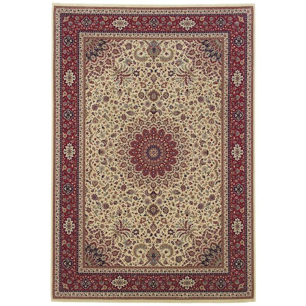 Alyssa Ivory/Red 8 ft. x 8 ft. Square Oriental Area Rug