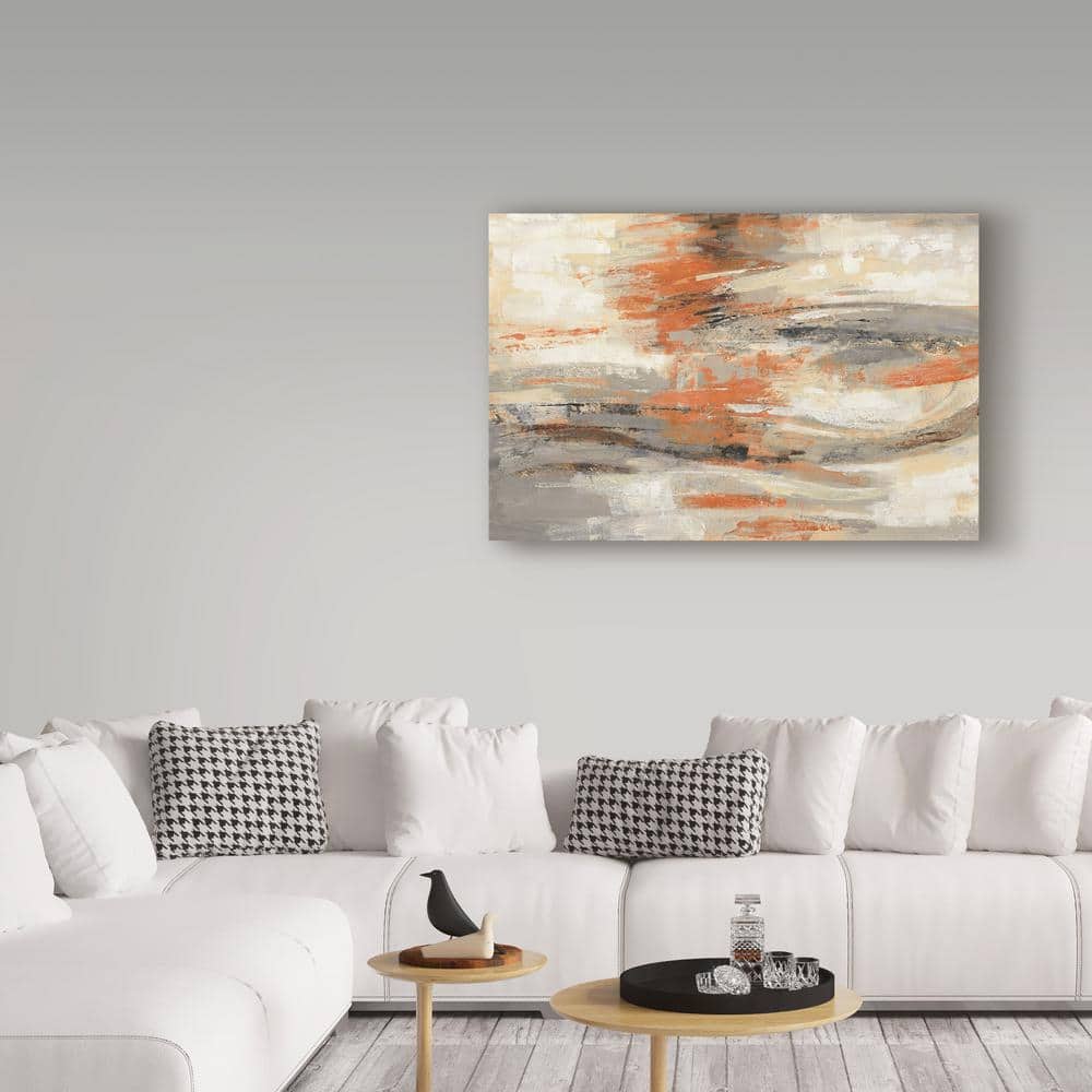 Silvia Vassileva Golden Dust Crop Orange Abstract Canvas Art with Floater Frame