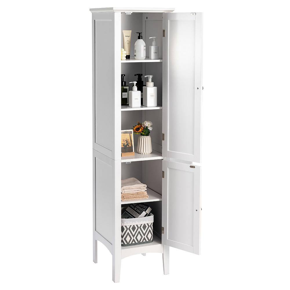 White Tall Freestanding Cabinet with Adjustable Shelving