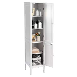 14.5 in. W x 14.5 in. D x 63 in. H White Storage Linen Cabinet Tower Kitchen Living Room