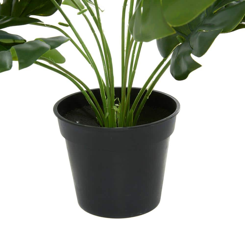 20" Green Artificial Monstera Plant in Black Plastic Pot