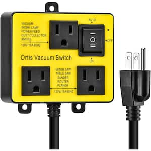 3-Outlet Automatic Vacuum Switch with On/Off Switch Wall Mount in Yellow