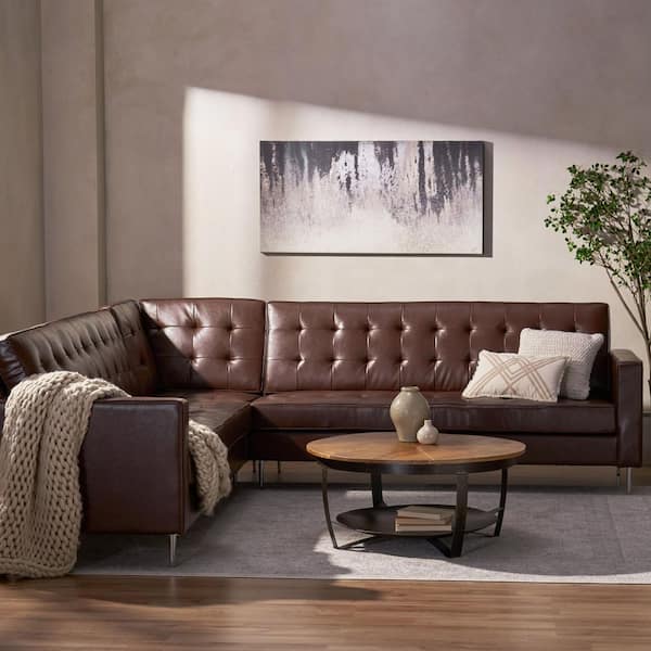Faux Leather Symmetrical Sectional