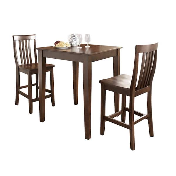 CROSLEY FURNITURE 3-Piece Mahogany with School House Stools Pub Dining