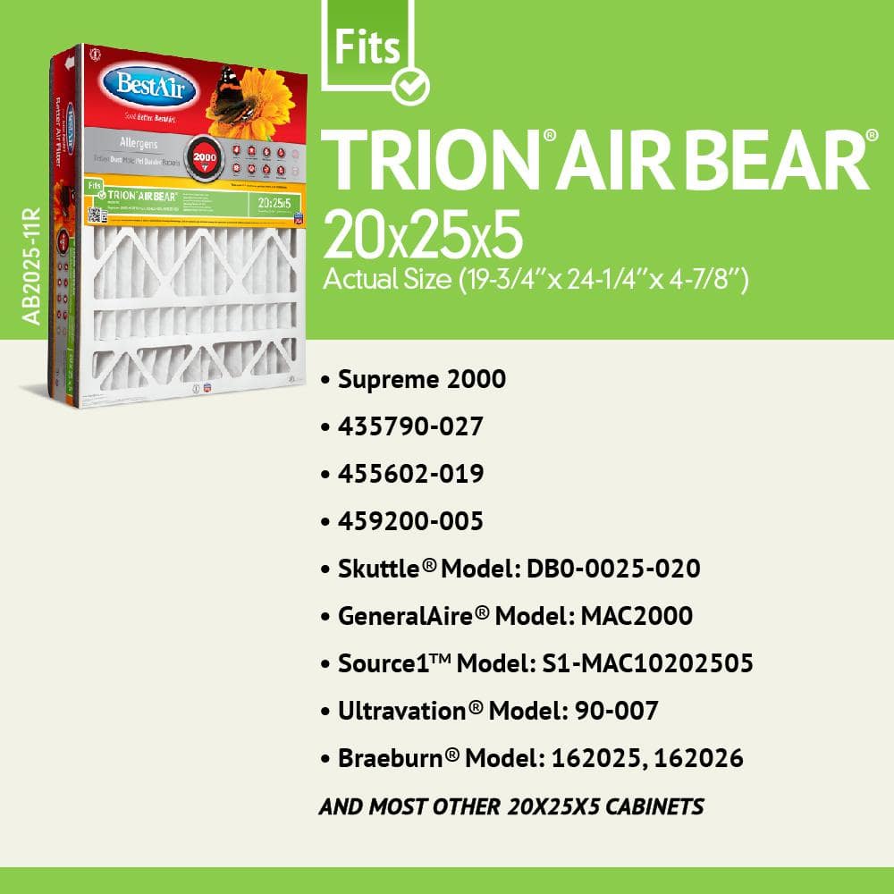 BestAir 20x25x5 MERV 11 Pleated Air Filter