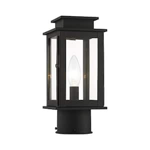 Stickland 10.5 in. 1-Light Black Outdoor Cast Brass Hardwired Outdoor Rust Resistant Post Light with No Bulbs Included