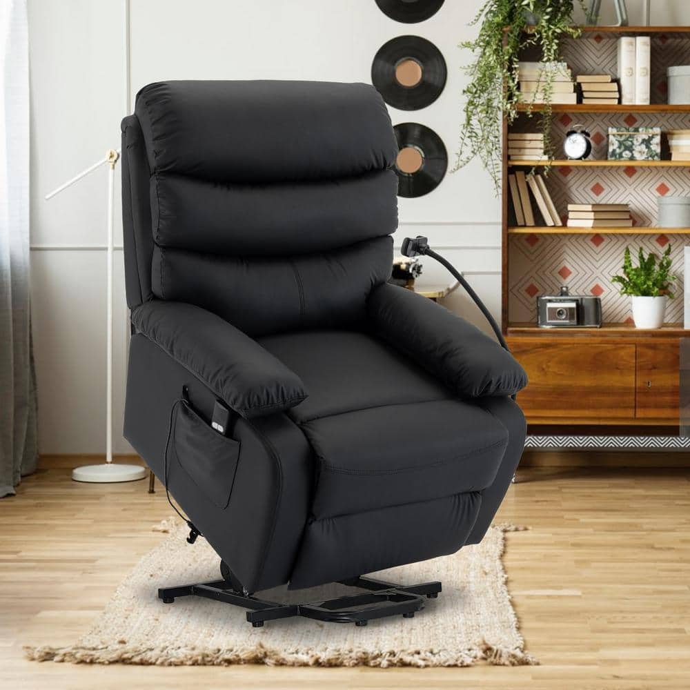 Black leather 2024 power lift recliner