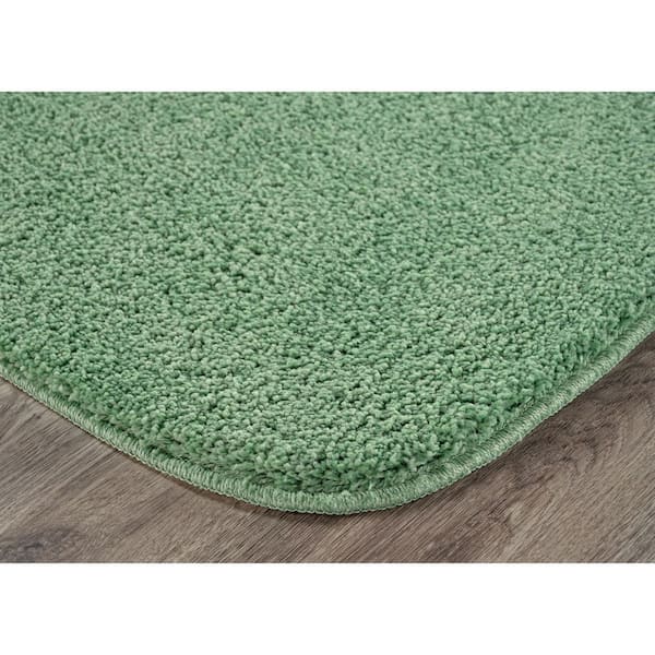 Sedona Deep Fern Green Solid Color Plush Polypropylene Rectangle 4 Piece Bath Rug Set