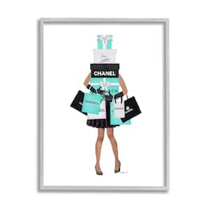 "Fashionista Woman Shopping Chic Glam Bags" by Amanda Greenwood Framed Print Abstract Texturized Art 16 in. x 20 in.