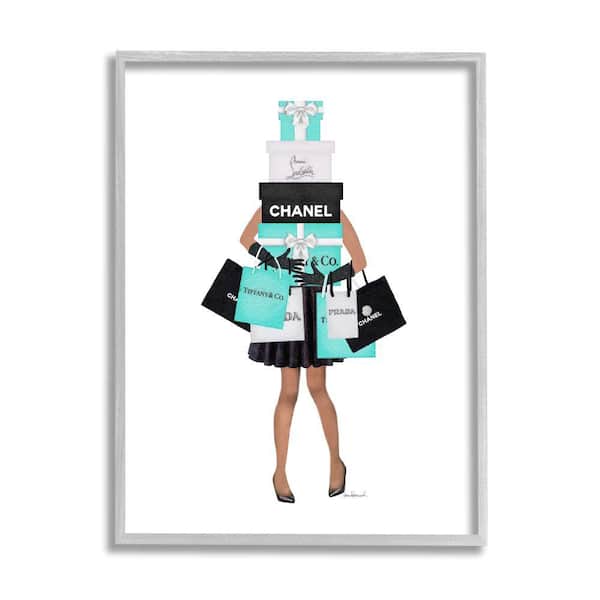 Stupell Industries "Fashionista Woman Shopping Chic Glam Bags" by Amanda Greenwood Framed Print Abstract Texturized Art 16 in. x 20 in.