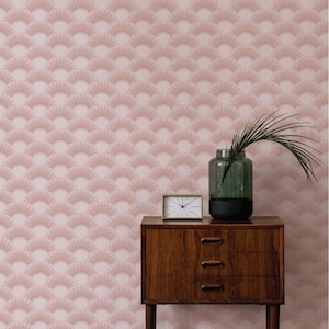 Gatsby Scallop Pink Removable Peel and Stick Vinyl Wallpaper, 28 sq. ft.