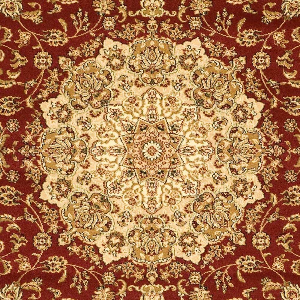 Red and Ivory Safavid Style Floral 4' x 6' Area Rug