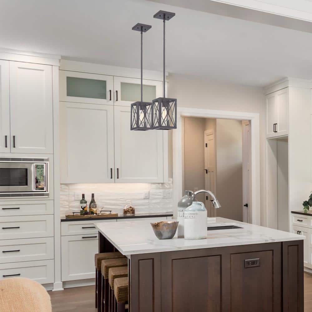 Satin Bronze Mini Pendant Light with Clear Glass Panels