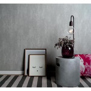 Smooth Concrete Effect Anthracite Matte Finish Vinyl on Non-Woven Non-Pasted Wallpaper Roll