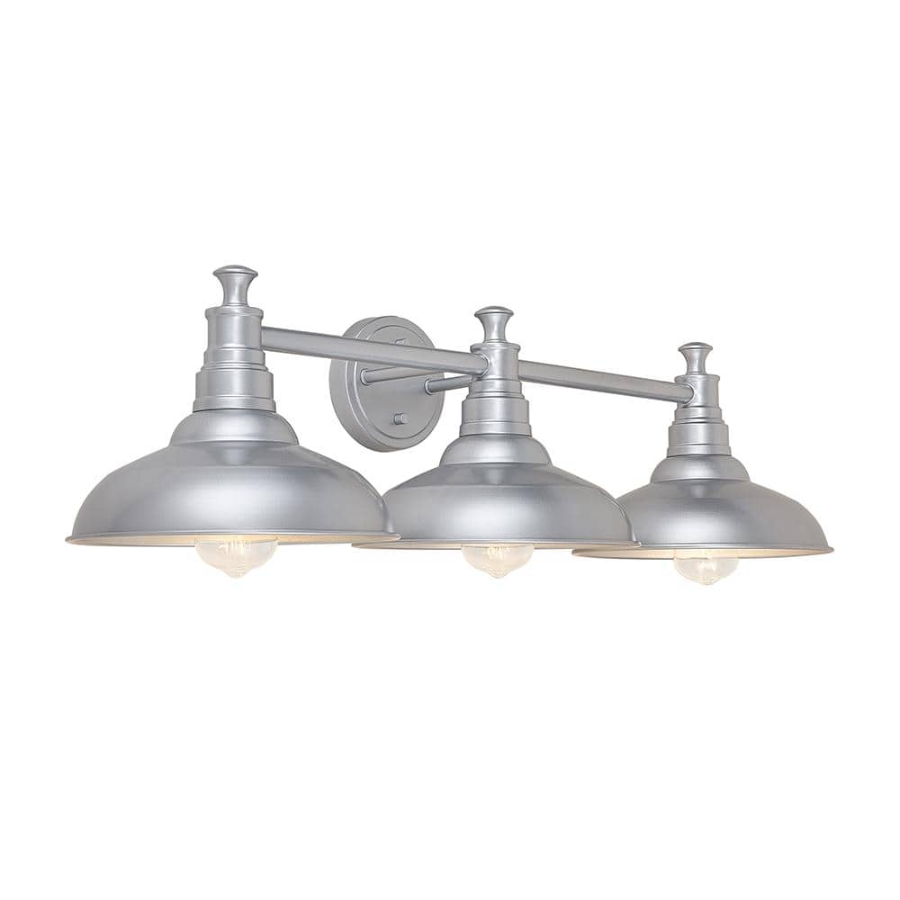 Soft Color Decor 3-Lights Silver Bathroom Wall Sconce