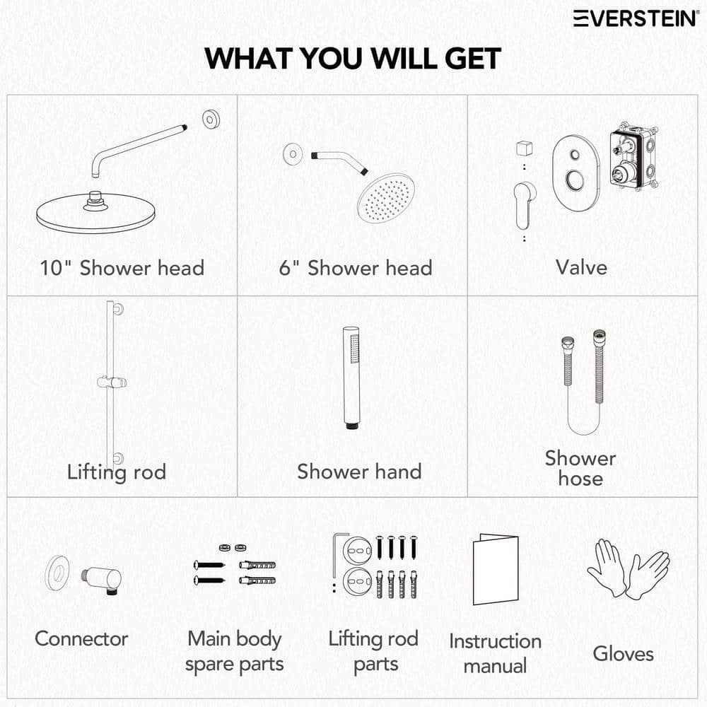 Brushed Gold Dual Head Stainless Steel Shower System with Handheld