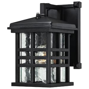 Caliste Textured Black Outdoor Dusk to Dawn Wall Lantern Sconce