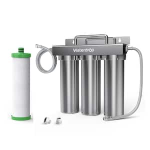 TST-UF 0.01μm Ultra-Filtration Under Sink Water Filter, Stainless Steel, 5X Service Life, Extra P1 Replacement Filter