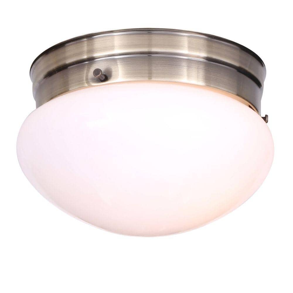 Hampton Bay 1-Light Antique Brass Flush Mount JO106H - The Home Depot