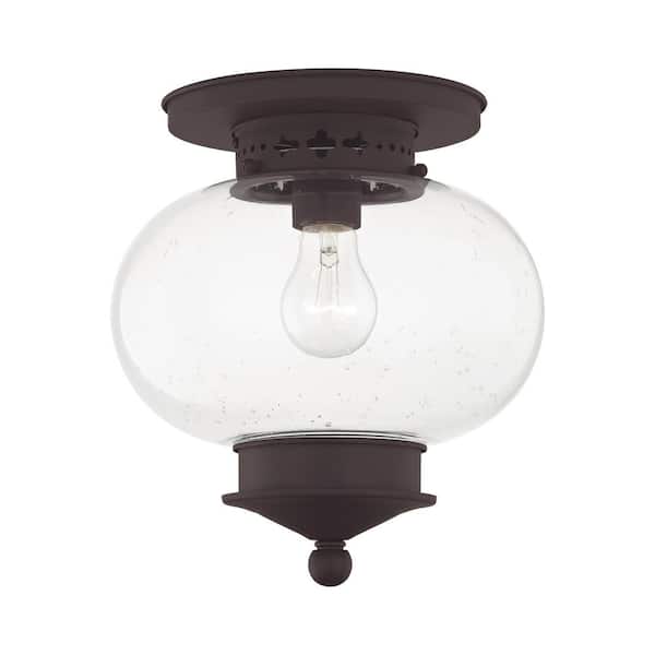 Livex Lighting Harbor 9.5 in. 1-Light Bronze Flush Mount