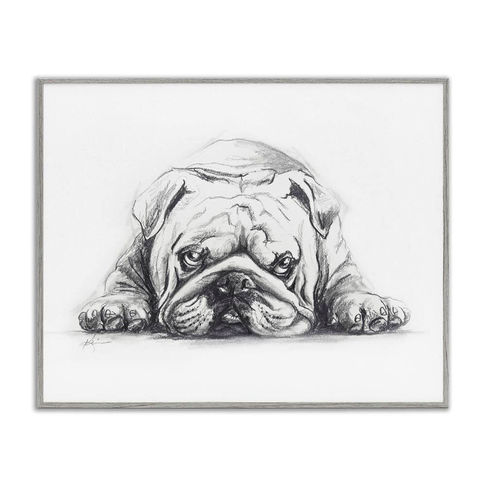 Bulldog Puppy Naptime by Lindsay Kivi Fine Art Gray Framed Animal Giclee Art Print 24 in. x 30 in. price history on PriceWatchPro