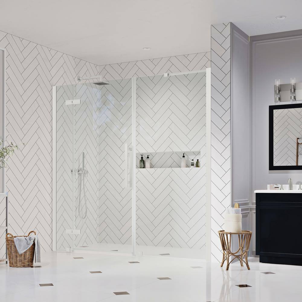 Tampa 75" Satin Nickel Frameless Shower Kit with Clear Glass