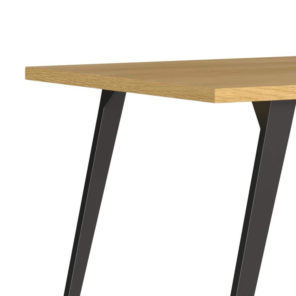 Lowry Industrial Oak Veneer Wood Dining Table with Black Metal Legs