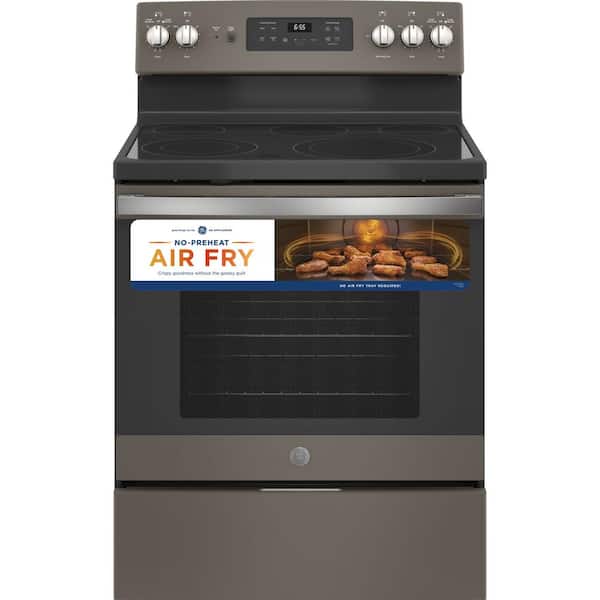 GE 30 in. 5.3 cu. ft. Electric Range with Self-Cleaning Convection Oven in Slate, Fingerprint Resistant