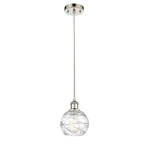 Innovations Athens Deco Swirl 1-Light Polished Nickel Shaded Pendant Light with Clear Deco Swirl Glass Shade
