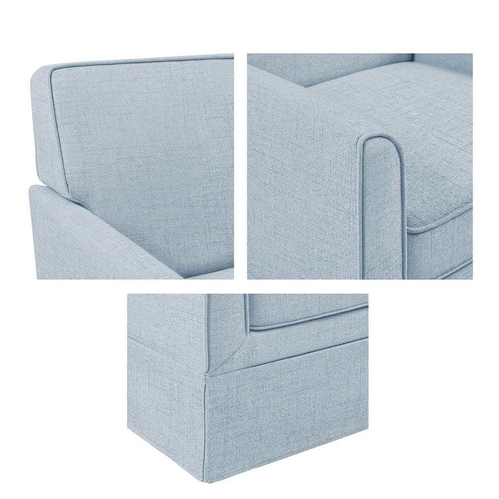 Light Blue Barrel Accent Chair with Microfiber Upholstery