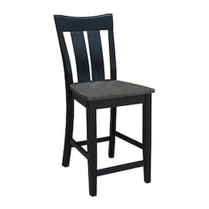 Ava 41.3 in. Coal Solid Wood Counter Height Slat Back Stool