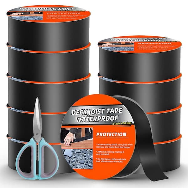 Weather-Resistant Butyl Joist Tape Self-Adhesive Deck Flashing Tape 2 x 50 ft. for Wood Decks Beams Roof (10-Pack)
