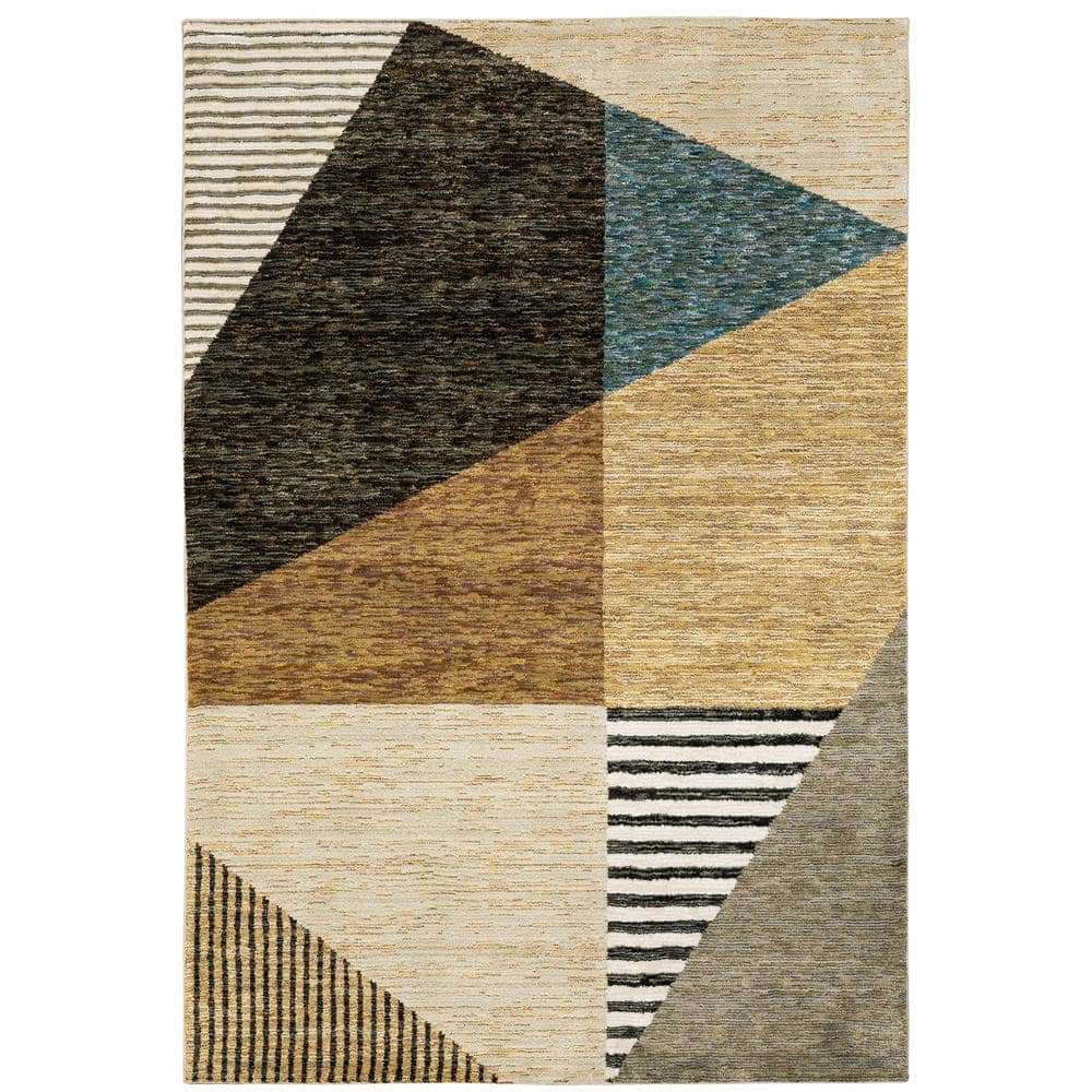 Saturn Multi-Colored 9 ft. x 12 ft. Geometric Modern Art-Deco Polypropylene-Nylon Blend Indoor Area Rug price history on PriceWatchPro