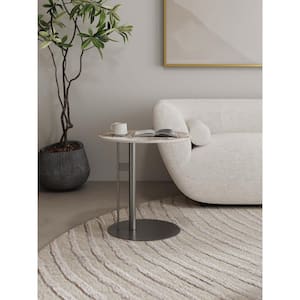 Alondra Modern 19.68 in. Black Round Sintered Stone Top End Table