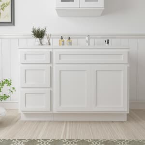 54 in. W x 21 in. D x 32.5 in. H Bath Vanity Cabinet without Top in White