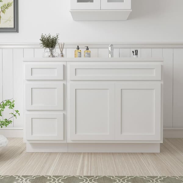 54 in. W x 21 in. D x 32.5 in. H Bath Vanity Cabinet without Top in White