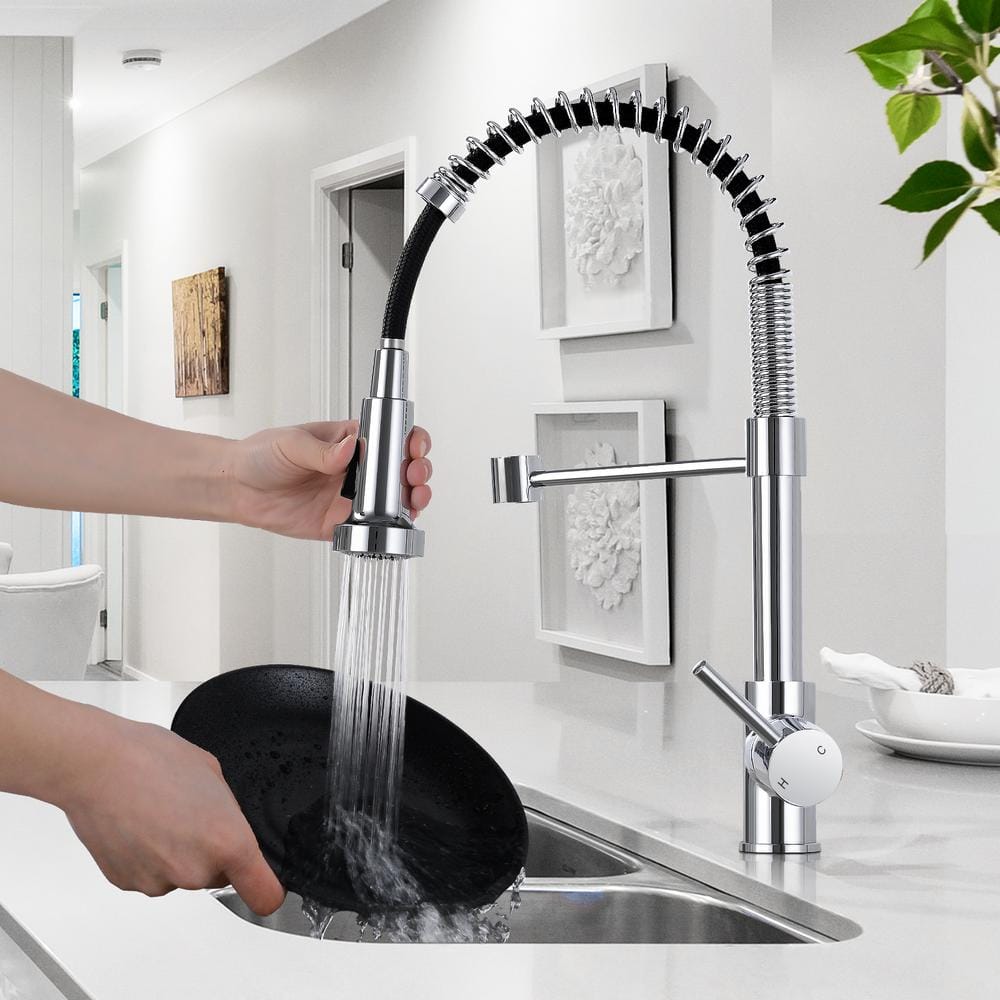 Polished Chrome Stainless Steel Pull Down Kitchen Faucet with Spray