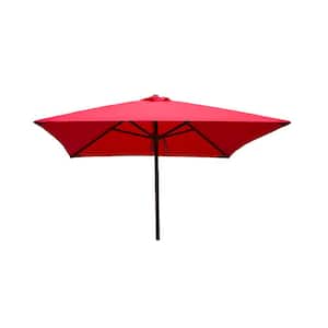 Classic Wood 6.5 ft. Square Patio Umbrella in Red Polyester