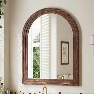 30 in. W x 40 in. H Large Arched Wooden Dark Brown Framed Wall Vanity Mirror Bathroom Mirror