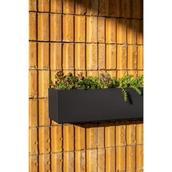 Geo Large Black Plastic Hanging Rectangular Planter and All Weather Resistant (3.5 in. L x 16 in. W x 3 in. H)