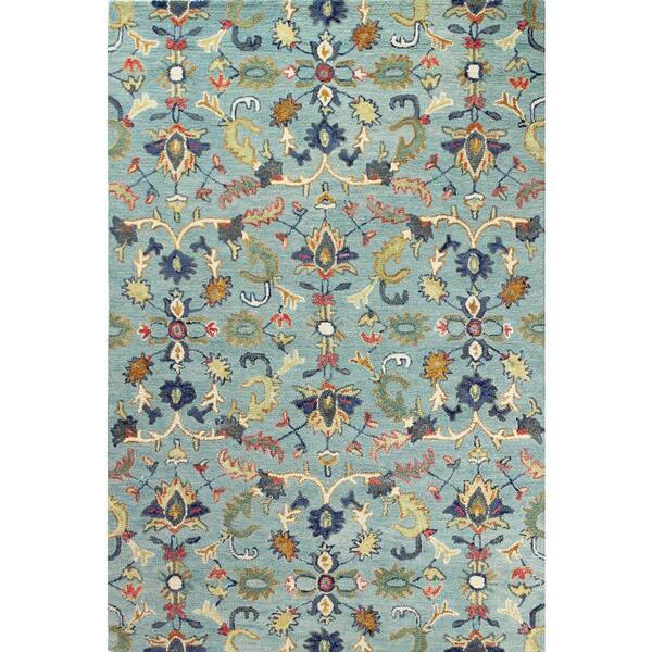BASHIAN Valencia Teal 4 ft. x 6 ft. (3'6" x 5'6") Floral Transitional Accent Rug