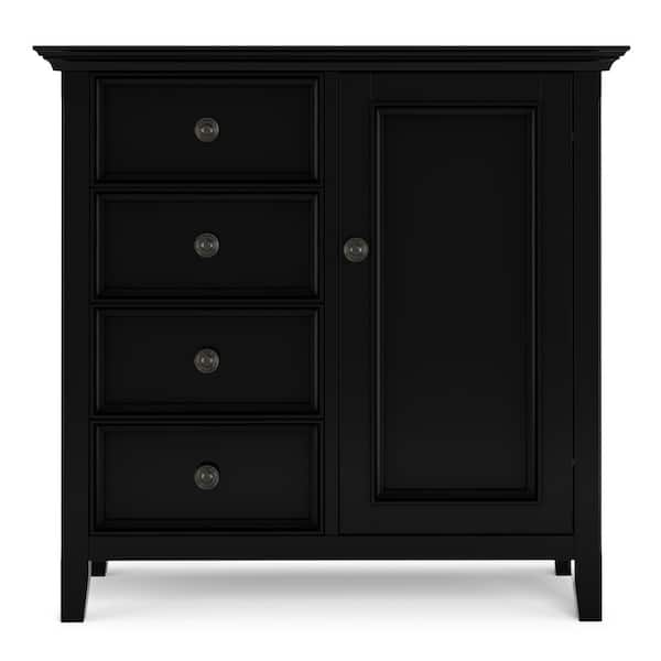 Simpli Home Amherst Black 36 in. H Storage Cabinet with 4-Doors