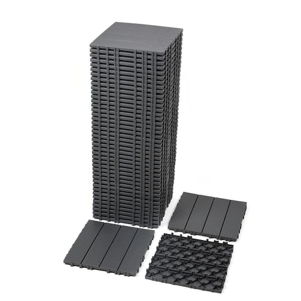 cadeninc 12 in. x 12 in. x 0.8 in. x 44 sq. ft. Gray Plastic Interlocking Deck Tiles,Waterproof Outdoor All weather use (44-Pack)
