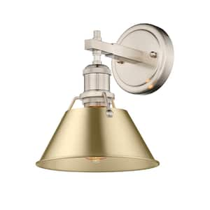 Orwell 7.5 in. 1-Light Pewter and Brushed Champagne Bronze Wall Sconce